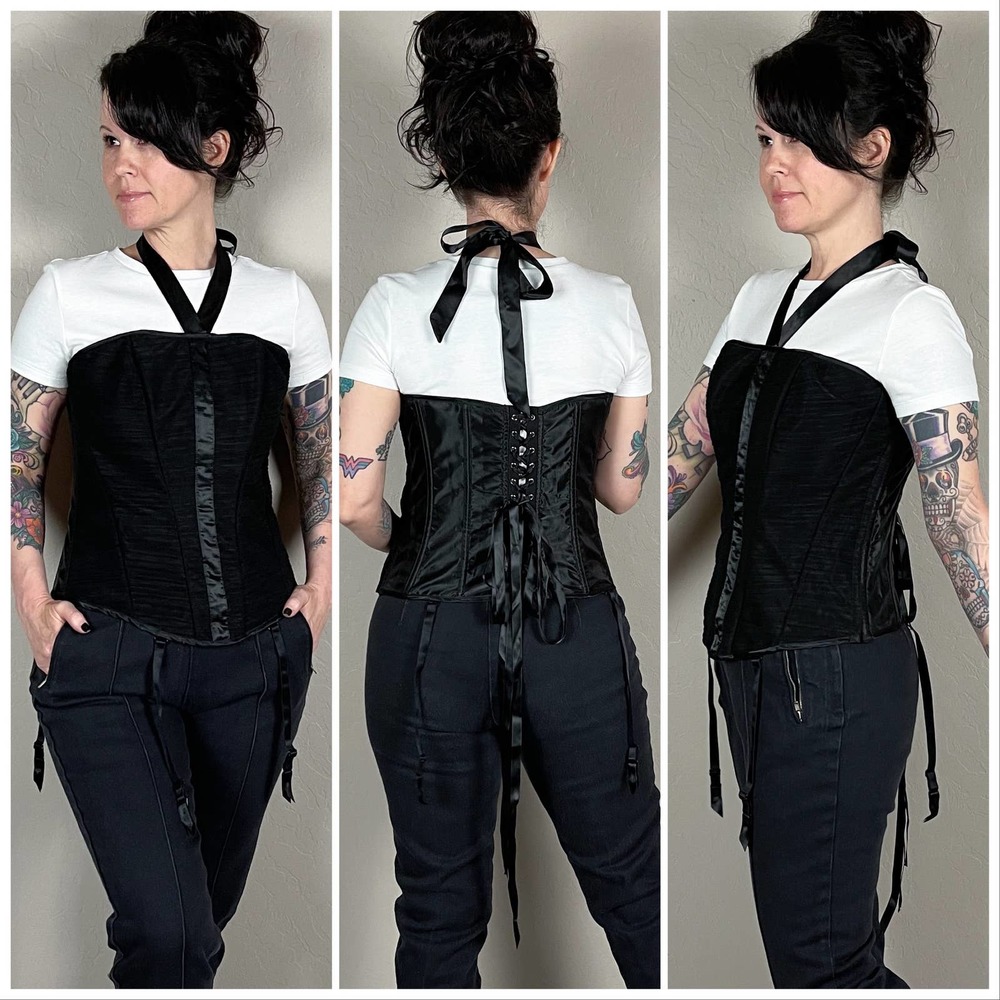 Vintage Y2K Frederick's of Hollywood Black Back Lace Up Corset - Picture 3 of 10